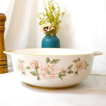 Porcelanska zdjela za parena jaja, japanskog stila, dvostruka drška, dubok i debeli dizajn, nije prikladno za mikrovalnu