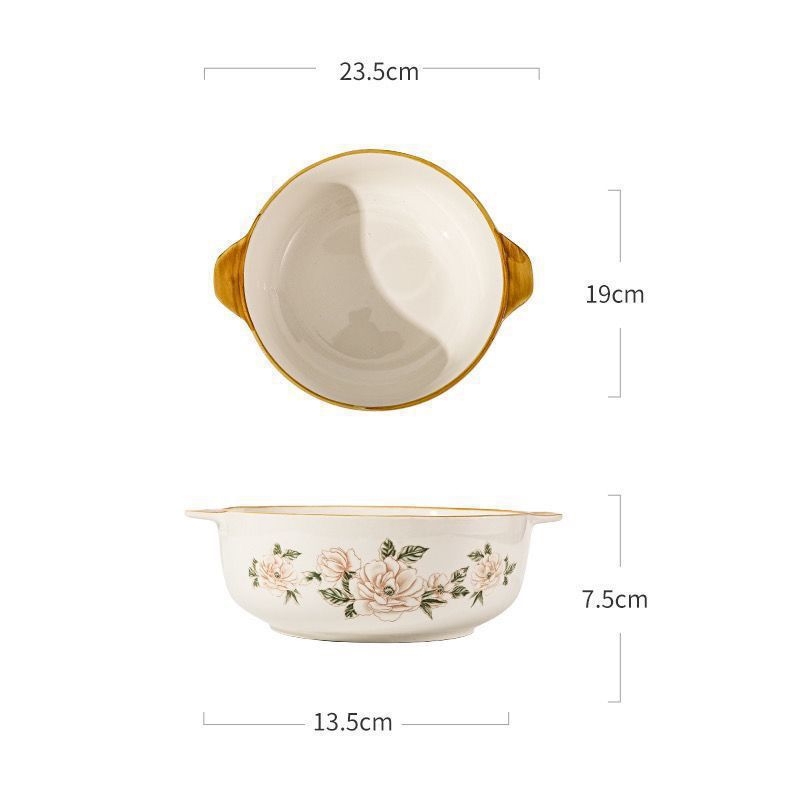 Porcelanska zdjela za parena jaja, japanskog stila, dvostruka drška, dubok i debeli dizajn, nije prikladno za mikrovalnu