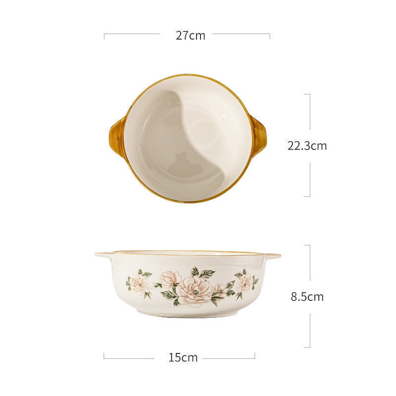Porcelanska zdjela za parena jaja, japanskog stila, dvostruka drška, dubok i debeli dizajn, nije prikladno za mikrovalnu