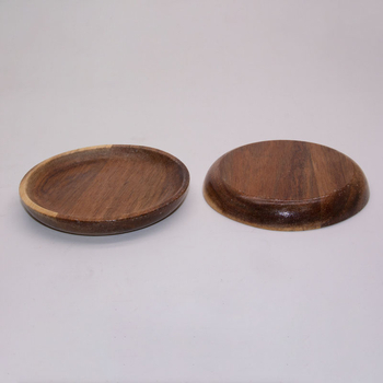 Кръгла чиния от акациево дърво с печатен логотип, японски стил, национален тренд стил