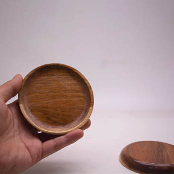 Кръгла чиния от акациево дърво с печатен логотип, японски стил, национален тренд стил