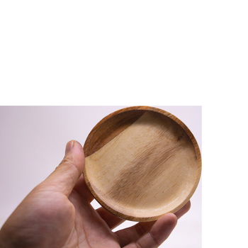 Кръгла чиния от акациево дърво с печатен логотип, японски стил, национален тренд стил