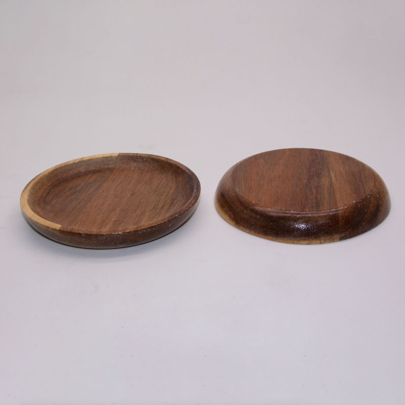 Кръгла чиния от акациево дърво с печатен логотип, японски стил, национален тренд стил