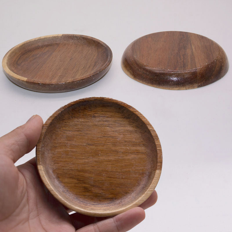 Кръгла чиния от акациево дърво с печатен логотип, японски стил, национален тренд стил