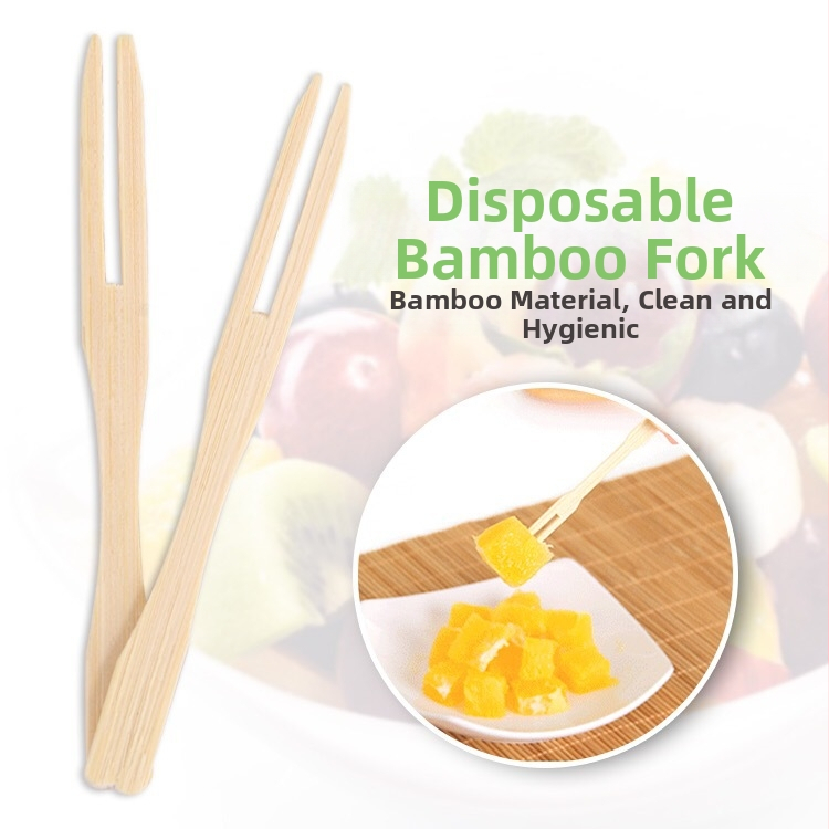 Furculiță de fructe din bambus, design unicolor, stil simplu, pentru adulți, calitate de primă clasă