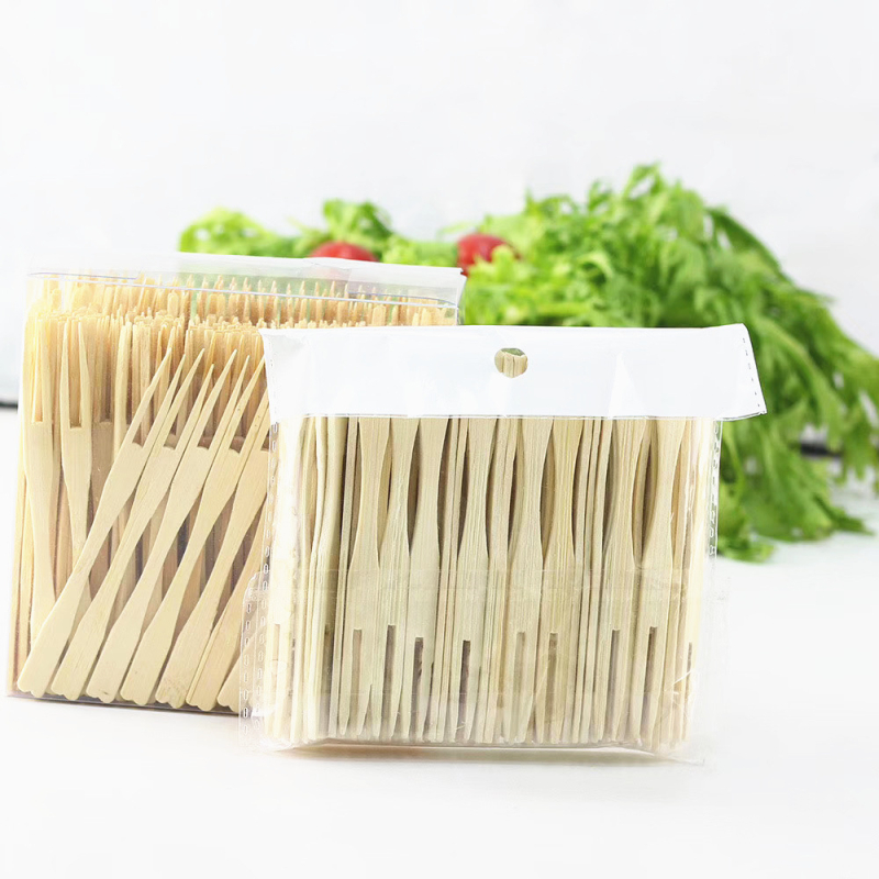 Furculiță de fructe din bambus, design unicolor, stil simplu, pentru adulți, calitate de primă clasă