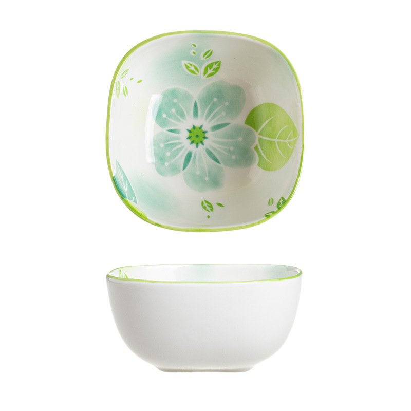 3-компонентни порцеланови купички за сосове в японски стил, карикатурен принт, неравна форма, подходящи за микровълнова, подглазурно покритие