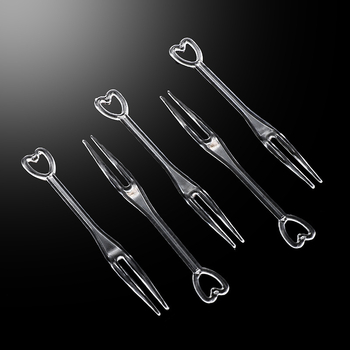 Furculiță pentru fructe, din plastic, transparentă, 100 bucăți/pachet, pentru adulți