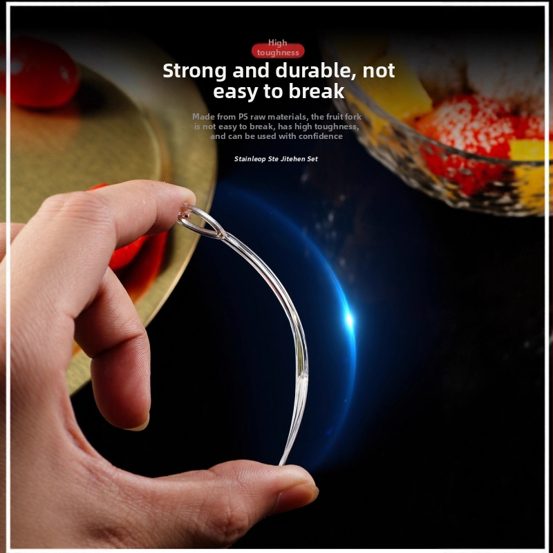 Ovocná vidlička, plastová, priehľadná, 100 ks v balení, pre dospelých