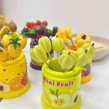 Sunli плодова вилка от неръждаема стомана, стил свеж и компактен, плодова шарка, печат на лого