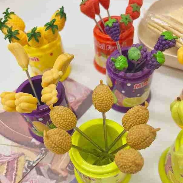 Sunli плодова вилка от неръждаема стомана, стил свеж и компактен, плодова шарка, печат на лого