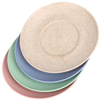 Комплект чинии от пшенична слама, кръгла форма, подходящ за микровълнова, отпечатан логотип, възможност за персонализация