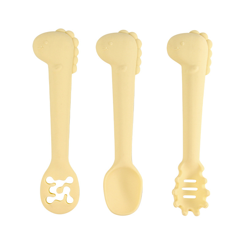 Linguriță de hrănire pentru bebeluși, silicon alimentar, design cu dinozaur, pentru bebeluși peste 6 luni, set de 1, greutate 20 g