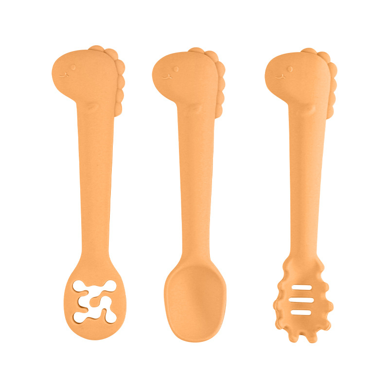 Linguriță de hrănire pentru bebeluși, silicon alimentar, design cu dinozaur, pentru bebeluși peste 6 luni, set de 1, greutate 20 g