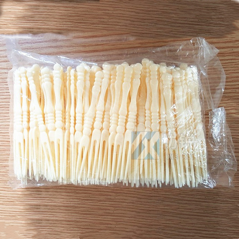 Bež plastična vilica za voće, debela i čvrsta, jednokratna, pogodna za trgovine voćem, barove i KTV