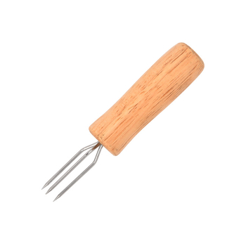 Плодова вилка с дървена дръжка, тризъбна царевичена вилка и мoxa игла