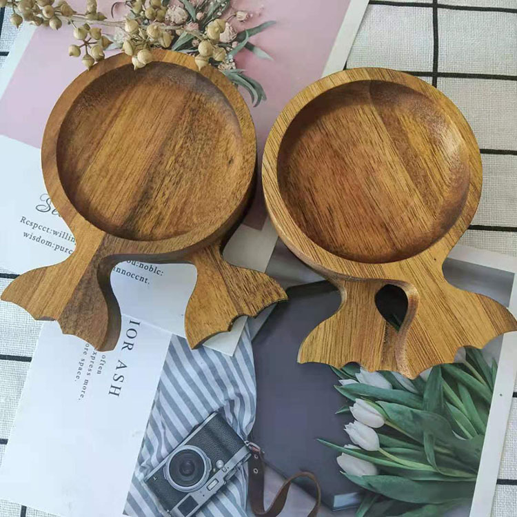 Drveni tanjur za začine i užinu — nepravilnog oblika • tiskani logotip (Materijal: drvo; Stil: Light Luxury Retro; Prilagodba: Da)