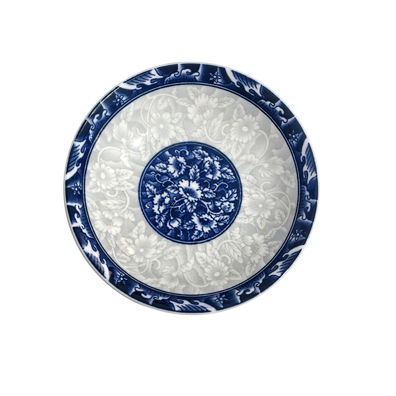 Porcelán kör alakú tál, underglaze díszítéssel, új kínai stílus, mikróban is használható