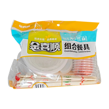 Egyszer használatos étkészlet, 10 fő, kristály műanyag, biológiailag lebomló