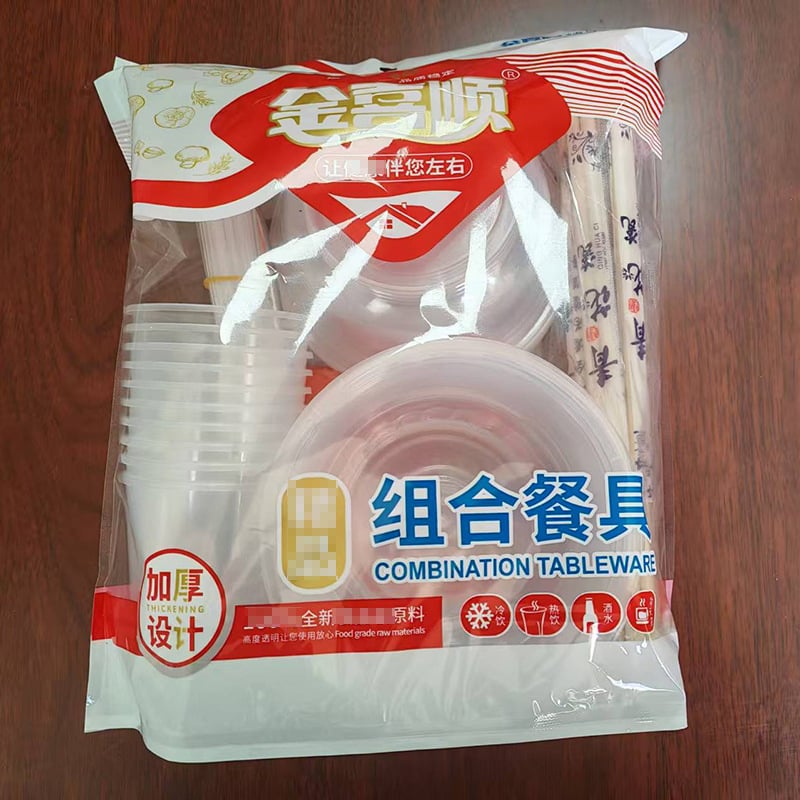 Egyszer használatos étkészlet, 10 fő, kristály műanyag, biológiailag lebomló