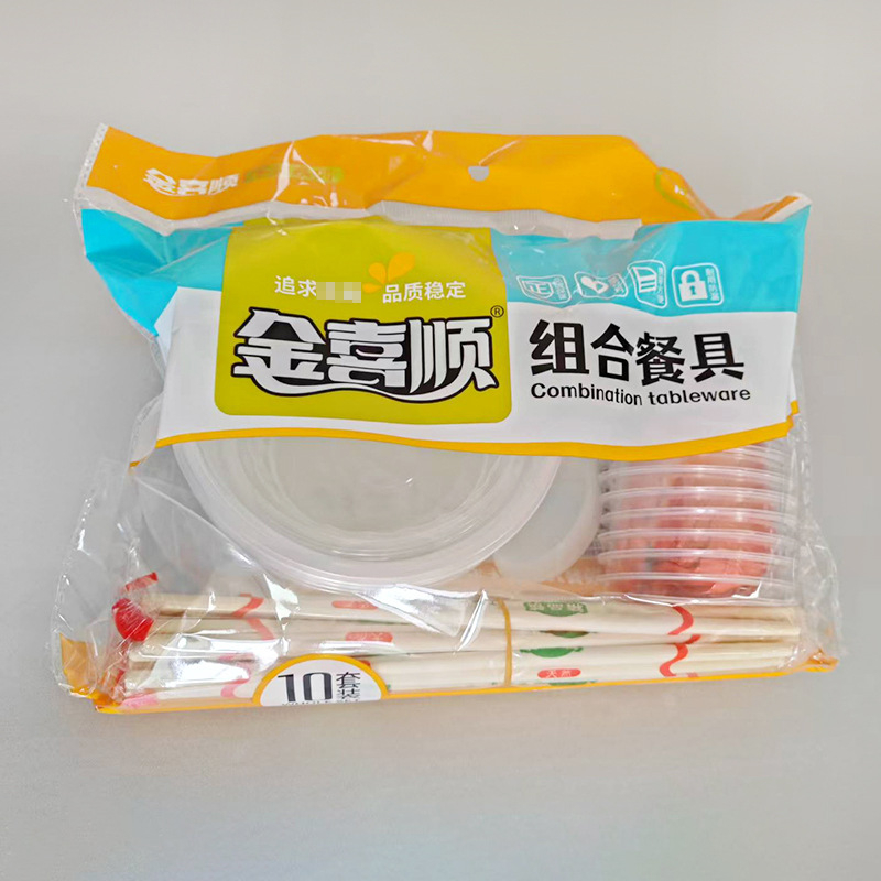 Egyszer használatos étkészlet, 10 fő, kristály műanyag, biológiailag lebomló