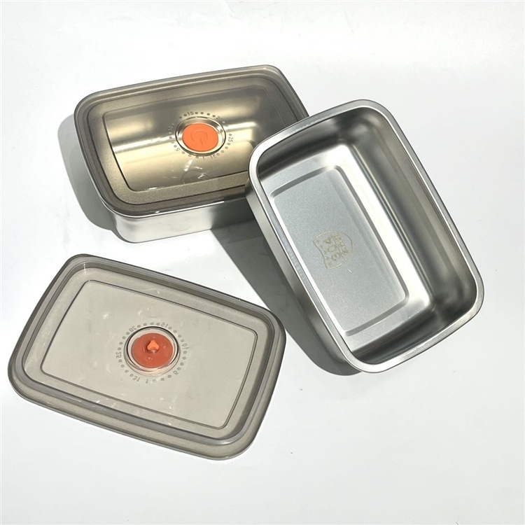 Nemagnetikus 304 rozsdamentes acél étkezési doboz, frissesség megőrzésére, téglalap alakú, mikróhullámú sütőben használható, modern minimalist design, kapacitás 1–2 L