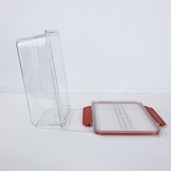 Átlátszó PET étkezési minőségű zárható doboz, téglalap alakú, gabonák és zöldségek tárolására, hűtőben és kültéri piknikhez, egy rétegű