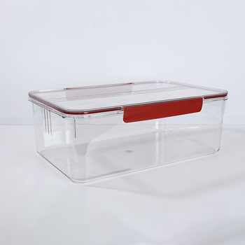 Átlátszó PET étkezési minőségű zárható doboz, téglalap alakú, gabonák és zöldségek tárolására, hűtőben és kültéri piknikhez, egy rétegű