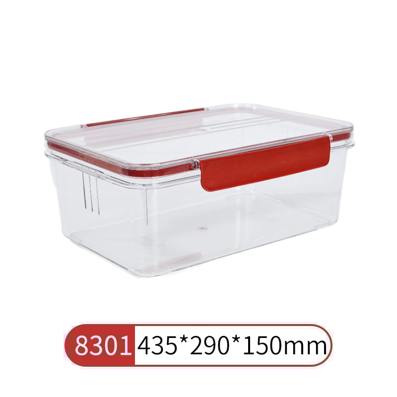 Átlátszó PET étkezési minőségű zárható doboz, téglalap alakú, gabonák és zöldségek tárolására, hűtőben és kültéri piknikhez, egy rétegű