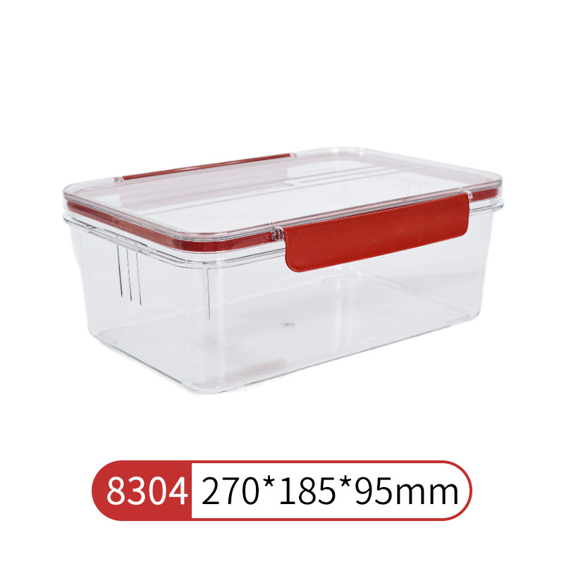 Átlátszó PET étkezési minőségű zárható doboz, téglalap alakú, gabonák és zöldségek tárolására, hűtőben és kültéri piknikhez, egy rétegű