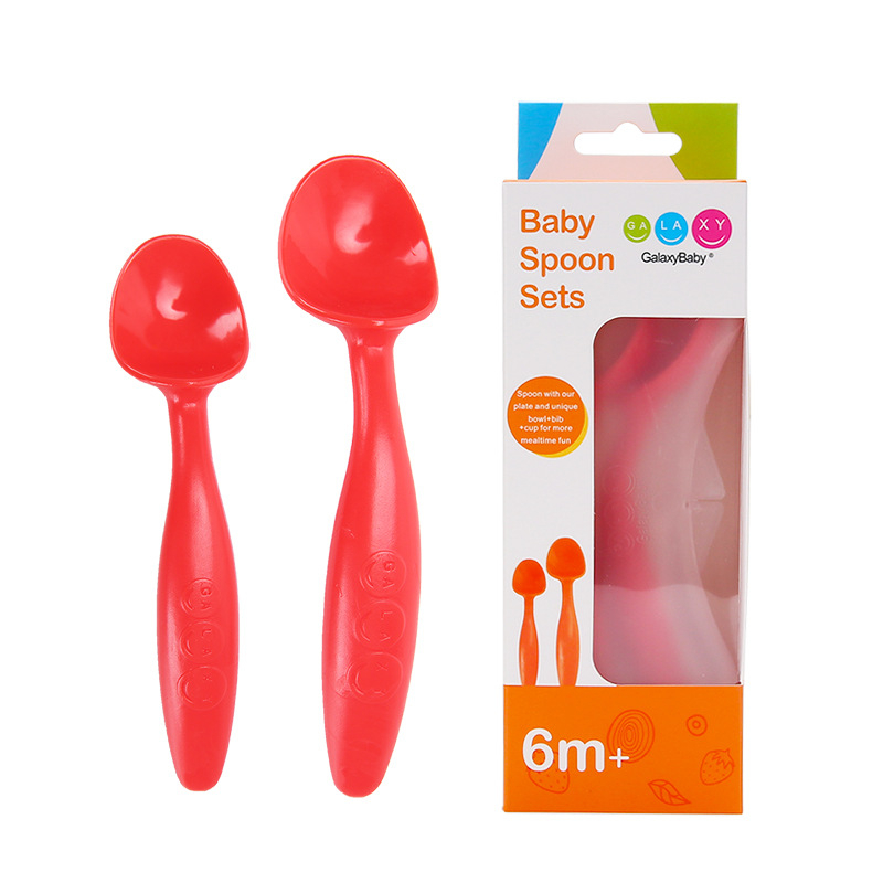 Galaxy Baby set de 2 linguri curbate pentru bebeluși, linguri de antrenament din PP, pentru copii de la 3 luni