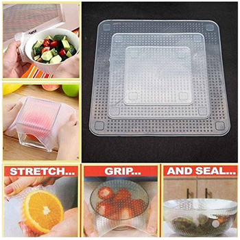 Σιλικόνινο καπάκι για τη φύλαξη τροφίμων σε μπολ και φλυτζάνια, επαναχρησιμοποιήσιμο, τριών τεμαχίων σετ