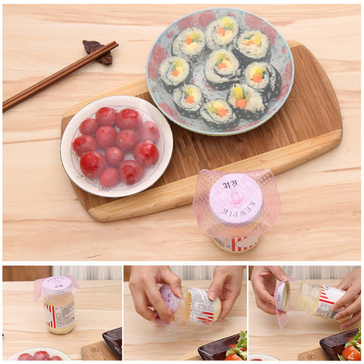 Σιλικόνινο καπάκι για τη φύλαξη τροφίμων σε μπολ και φλυτζάνια, επαναχρησιμοποιήσιμο, τριών τεμαχίων σετ