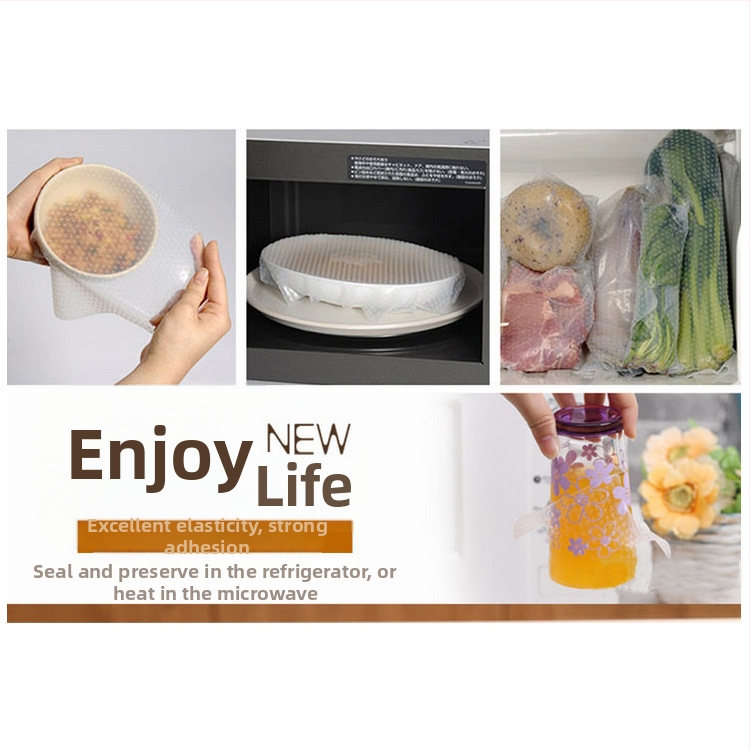 Silikónový kryt na uchovanie čerstvosti pre misky a poháre, opakovane použiteľný, trojdielny set