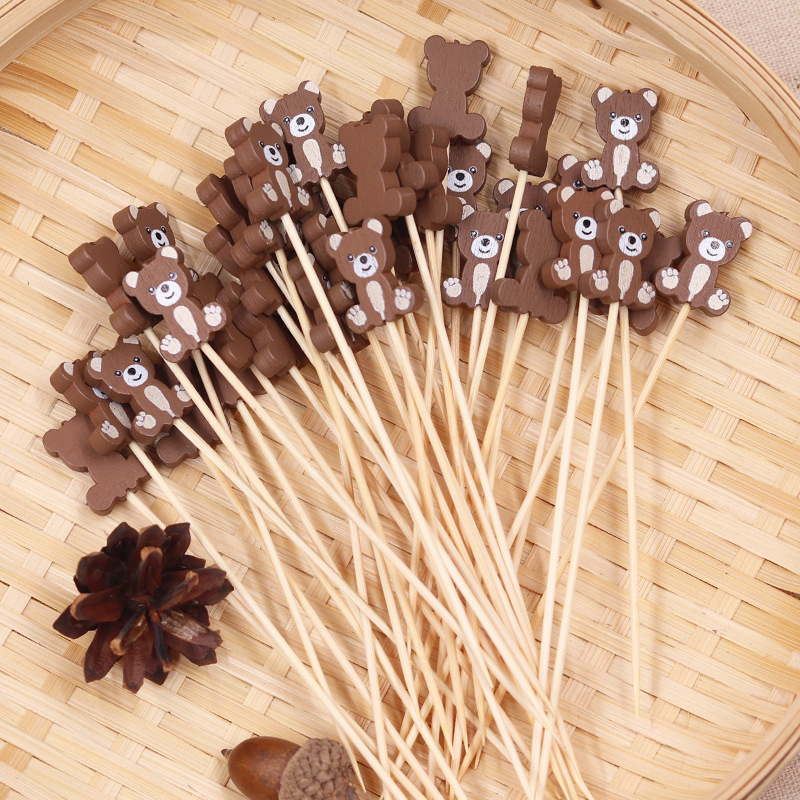 Еднократни шишчета с мечета за плодове и коктейли – бамбук, нов китайски стил, персонализируеми, полирани с водно полиране