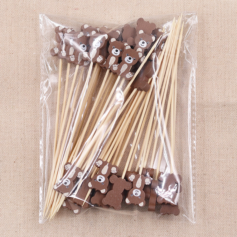 Еднократни шишчета с мечета за плодове и коктейли – бамбук, нов китайски стил, персонализируеми, полирани с водно полиране