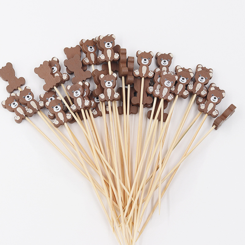 Еднократни шишчета с мечета за плодове и коктейли – бамбук, нов китайски стил, персонализируеми, полирани с водно полиране