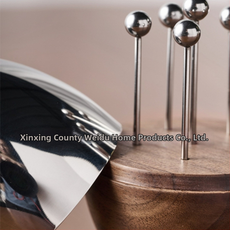 Sada vidličiek na ovocie z nehrdzavejúcej ocele s rukoväťou z orecha, inšpirovaná škandinávskym štýlom, ľahký luxusný retro vzhľad, pre dospelých