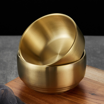 304 rozsdamentes acélból készült kétszintes rizses tál fedővel, gyerekeknek, aranyozott felülettel