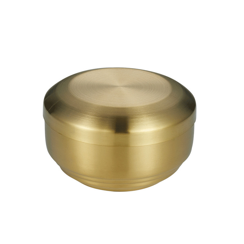 304 rozsdamentes acélból készült kétszintes rizses tál fedővel, gyerekeknek, aranyozott felülettel