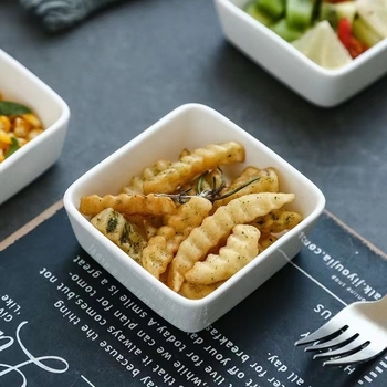Kvadratna keramička posuda za snackove i dipove, voće, moderni minimalistički stil, mikrovalna pećnica kompatibilna