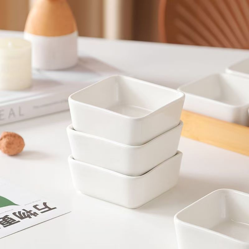 Kvadratna keramička posuda za snackove i dipove, voće, moderni minimalistički stil, mikrovalna pećnica kompatibilna