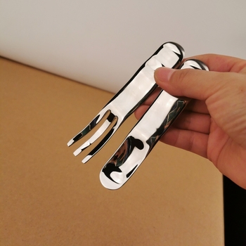 Desertna žlica s voćnom vilicom i žlica za sladoled, valoviti dizajn, nehrđajući čelik 304/18/10, kratka drška