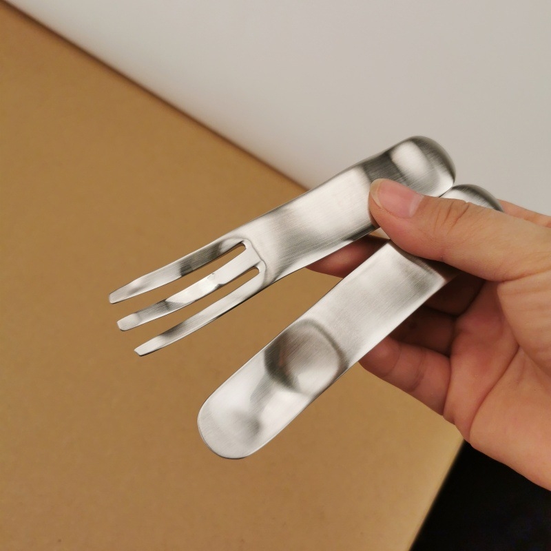 Desertna žlica s voćnom vilicom i žlica za sladoled, valoviti dizajn, nehrđajući čelik 304/18/10, kratka drška