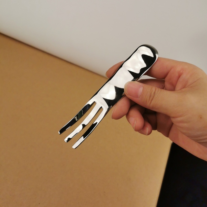 Desertna žlica s voćnom vilicom i žlica za sladoled, valoviti dizajn, nehrđajući čelik 304/18/10, kratka drška