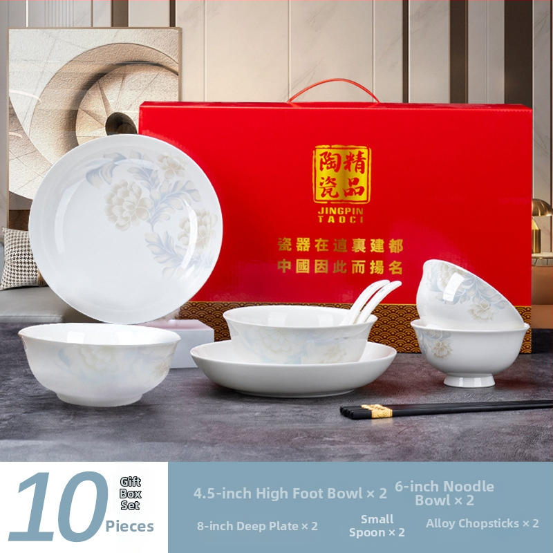 Porcelanski servis posuđa, 56 kom., svijetli luksuzni retro stil, završni premaz s preglazom, pogodan za mikrovalnu