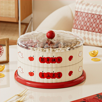 Тава за плодове с въртяща се платформа, PET+ABS, модел 251017, стил модерно минималистичен, рисунка на ивици, лансиран през 2025