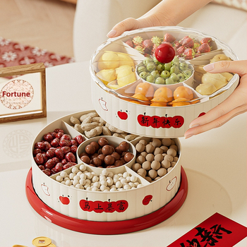 Тава за плодове с въртяща се платформа, PET+ABS, модел 251017, стил модерно минималистичен, рисунка на ивици, лансиран през 2025