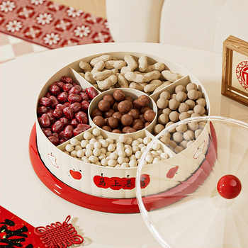 Тава за плодове с въртяща се платформа, PET+ABS, модел 251017, стил модерно минималистичен, рисунка на ивици, лансиран през 2025