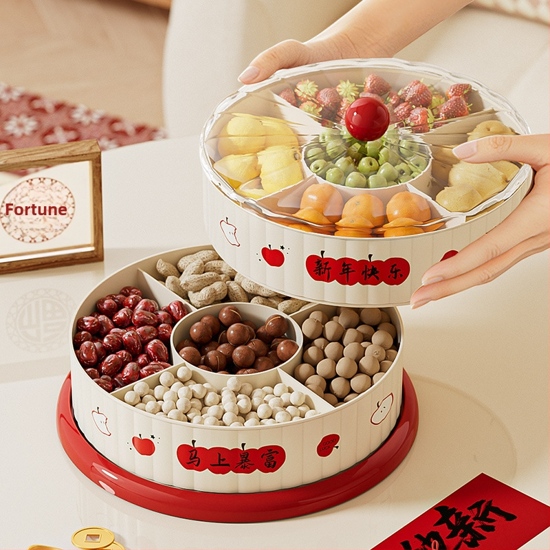 Тава за плодове с въртяща се платформа, PET+ABS, модел 251017, стил модерно минималистичен, рисунка на ивици, лансиран през 2025